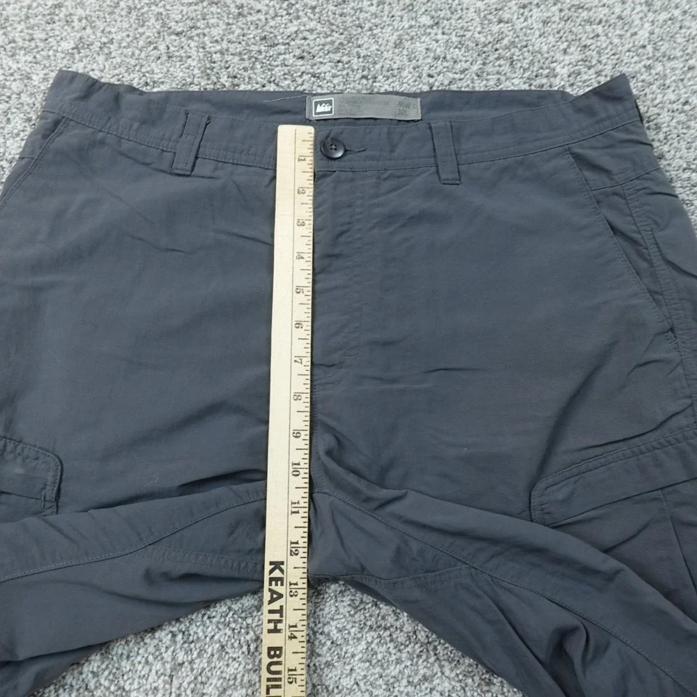 REI Pants Mens 36X32 Gray Blue Cargo Outdoor Hiking Performance Tech Climbing